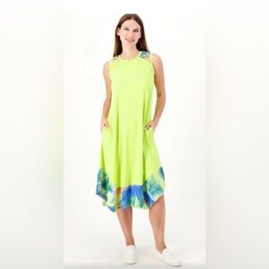 LOGO by Lori Goldstein Women's Plus Sz Dress 5X Rayon 230 Dress With Tie Dye Hem